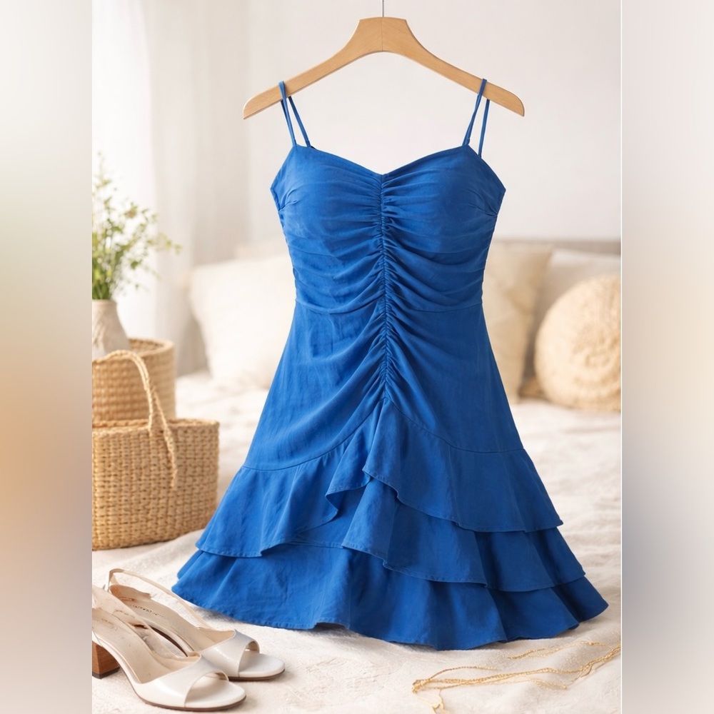 ZARA Blue Ruffle Mini Dress